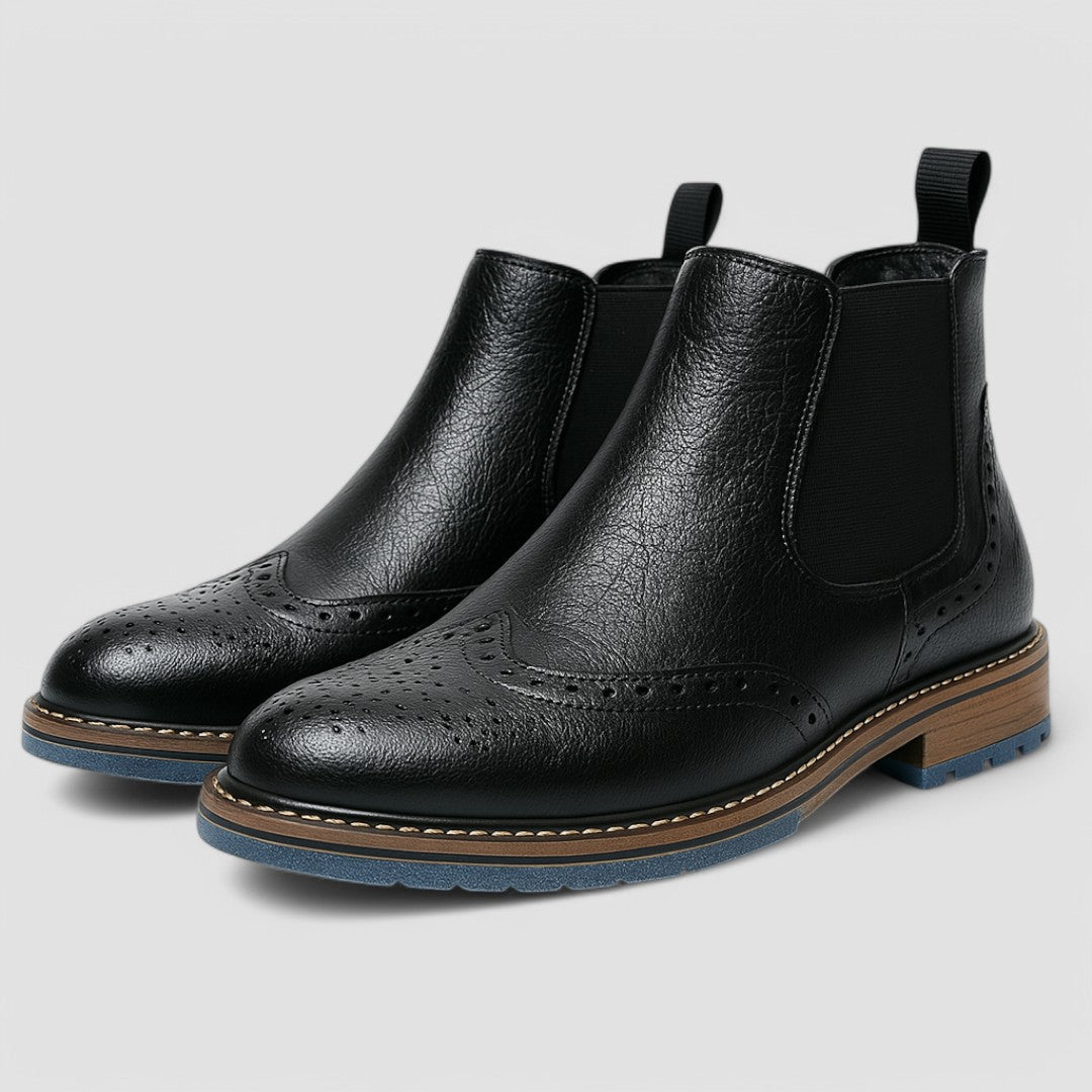 Damian – Wyrafinowane wykończenie brogue – Chelsea boots-10291705315671-Krystyna Skórzane Atelier