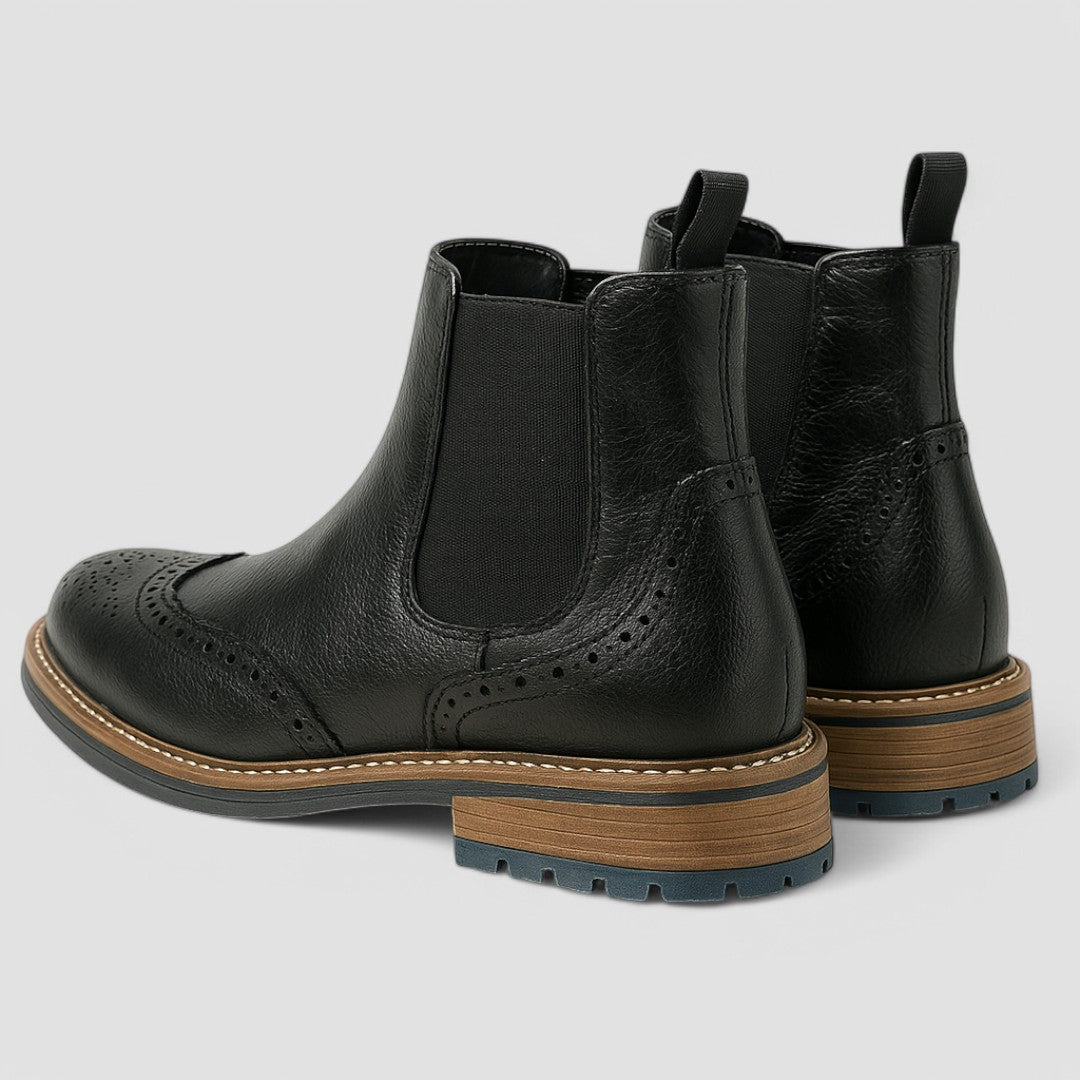 Damian – Wyrafinowane wykończenie brogue – Chelsea boots-10291705315671-Krystyna Skórzane Atelier