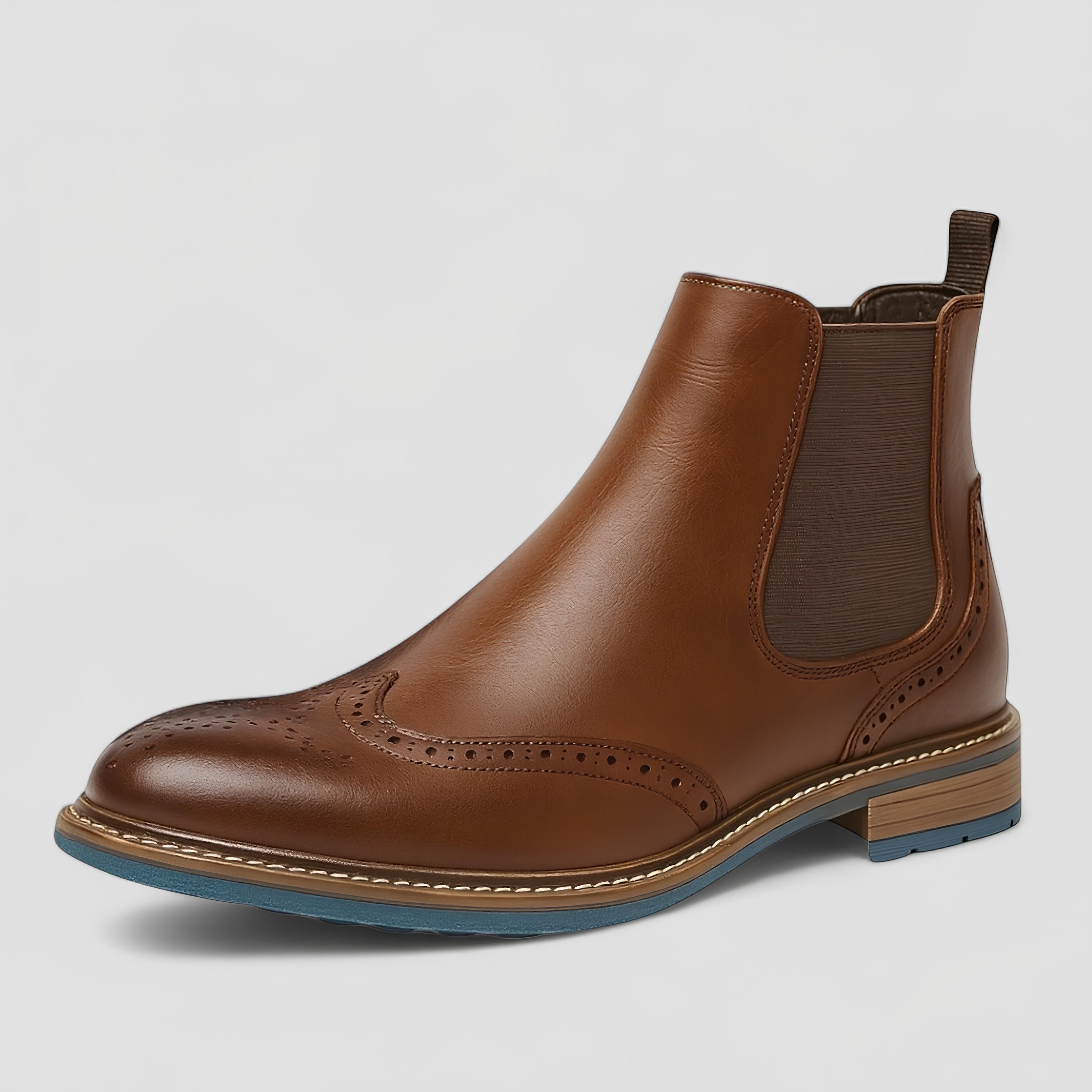 Damian – Wyrafinowane wykończenie brogue – Chelsea boots-10291705315671-Krystyna Skórzane Atelier